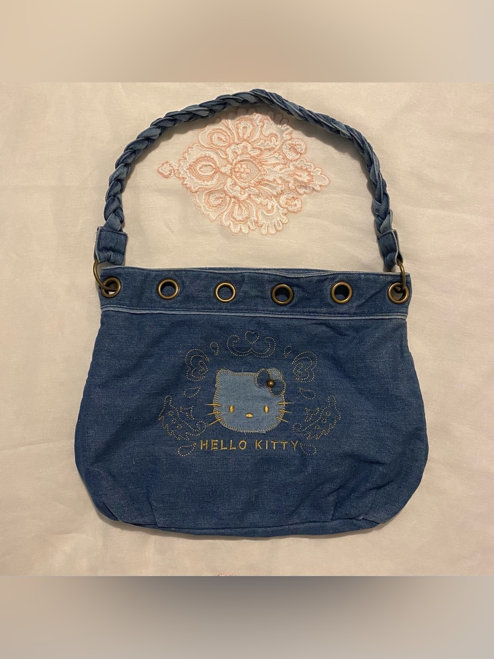 Vintage Sanrio Hello kitty denim tote bag year 2008